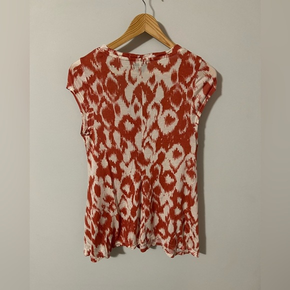 Vintage Anthropologie Deletta Orange Cap Sleeve Damask Top Medium - Picture 5 of 6